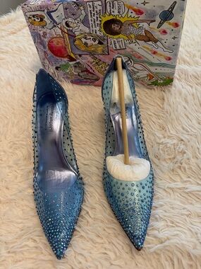 Jeffrey Campbell Ombre Blue Crystal-Studded Pointed Toe Pumps